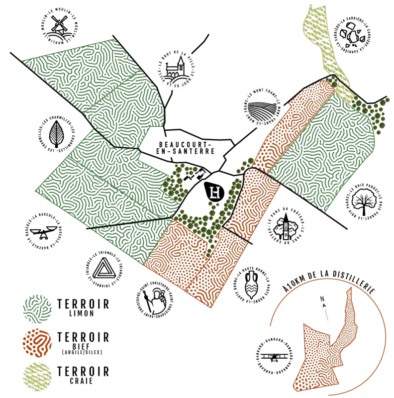 Plan des parcelles cultivées autour de la ferme d’Hautefeuille