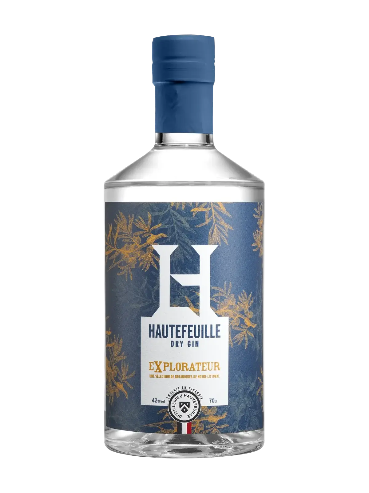 Bouteille du dry gin Explorateur, 70 cl, 42 % vol. (photo Guillaume Crochez, 2020)